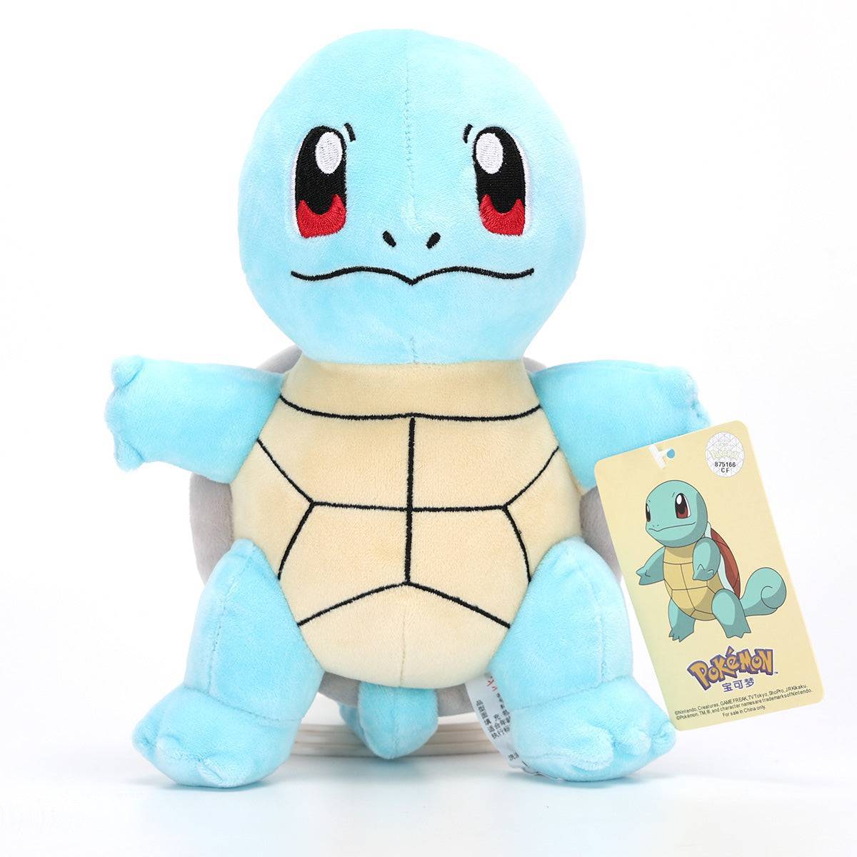 Pokemon Squirtle Plush Toy 30cm with soft blue fabric, detailed stitching, and an attached tag. Perfect collectible for Pokemon fans.